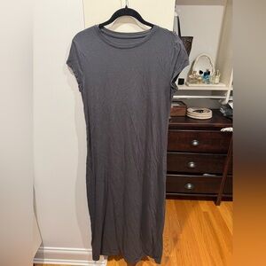 Dark Gray Short Sleeve Knit Maxi Dress